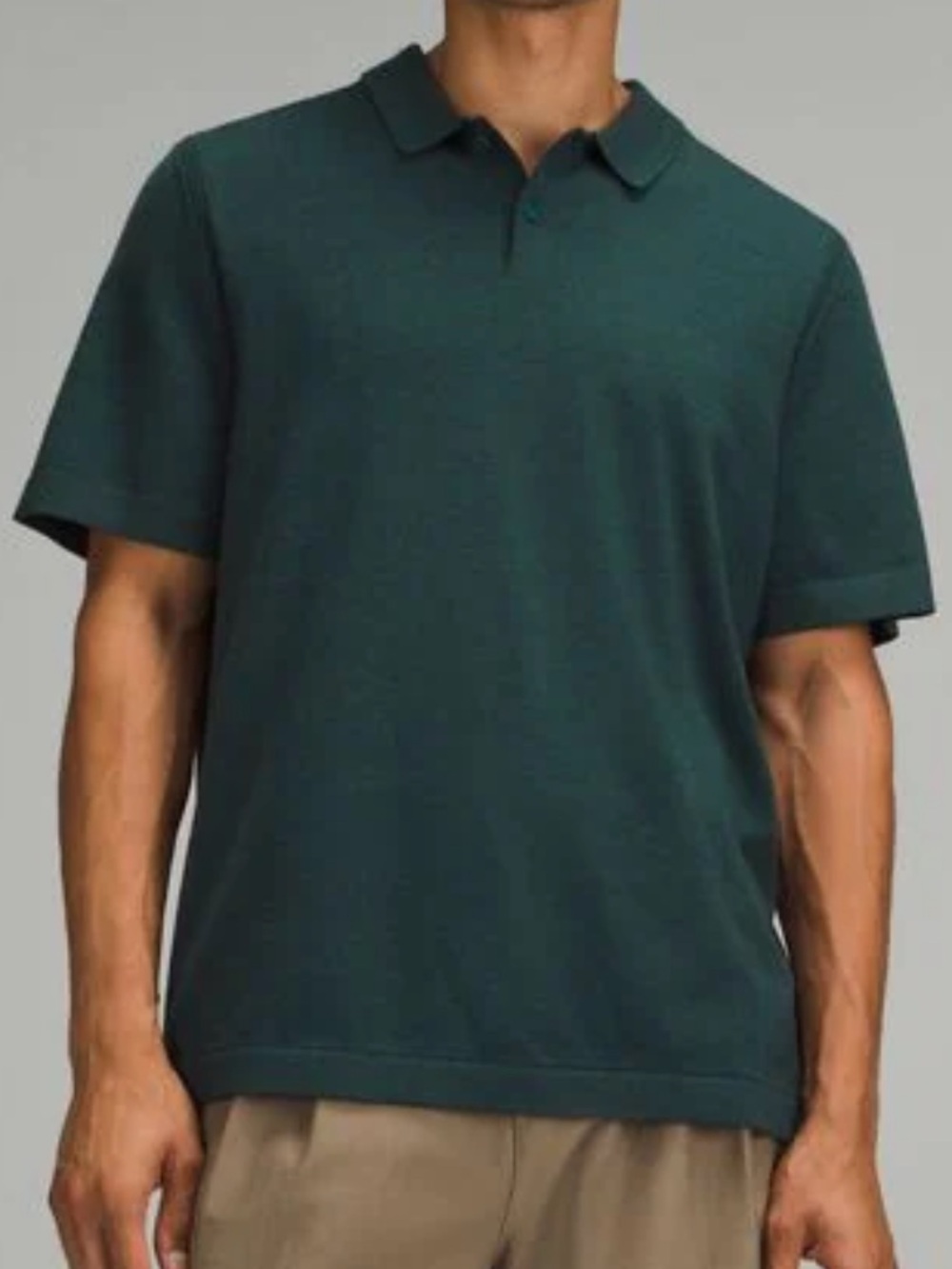 Lululemon New Venture Short Sleeve Knit Polo Heathered Storm Teal Large NWT